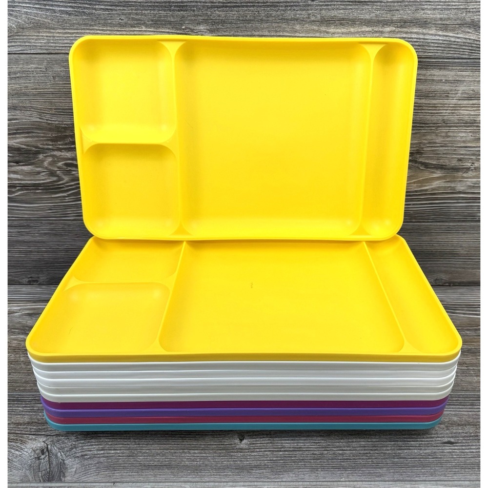 Lot of 11 Vintage Tupperware TV Divided 9 X 15 Tray Assorted Colors Plates USA